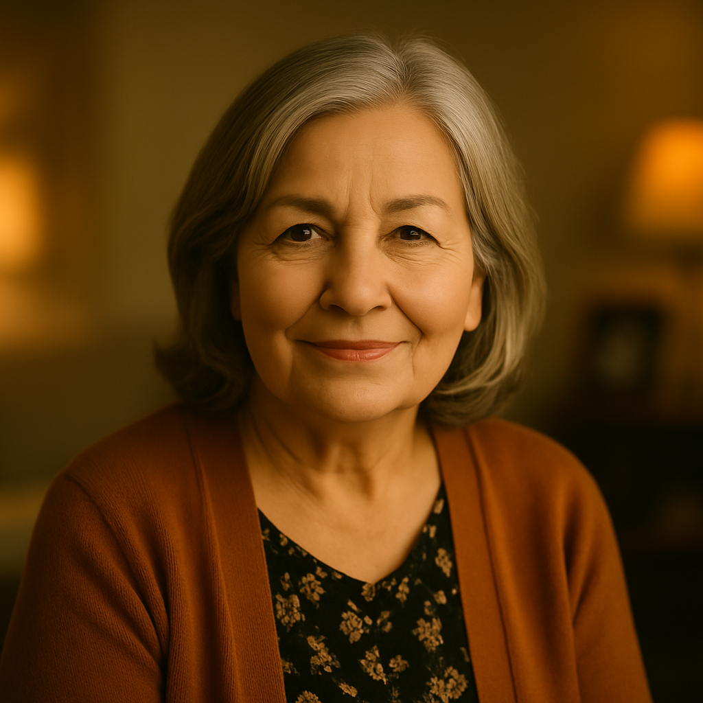 Smiling woman who purchased coverage